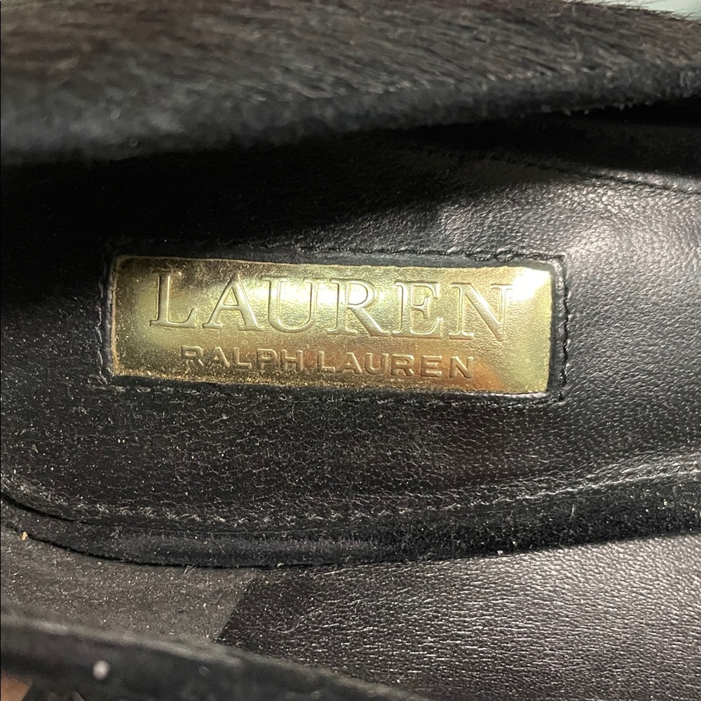 Ralph Lauren Black Pony Hair Block Heel Round Toe Shoes Formal Slip on Pumps 10B - Picture 6 of 9